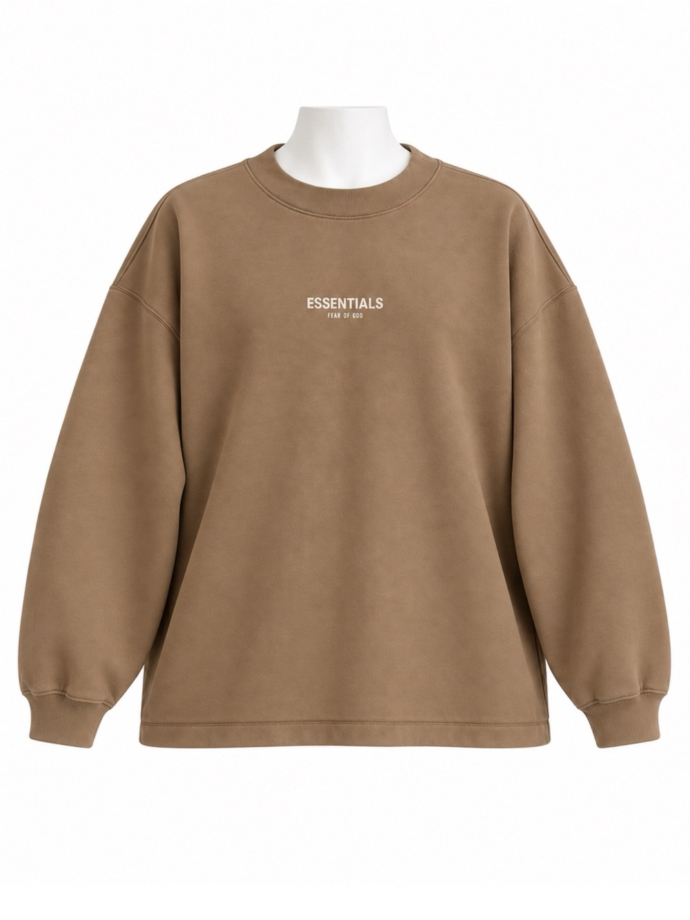 Size XL Fear of God Essentials Men’s Oversized Brown Tan Crewneck Sweatshirt